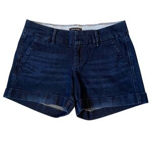 DEAR JOHN Hampton Shorts Mid Rise Cuffed Stretch Denim Holly Blue Size 28